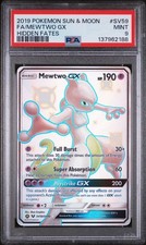 2019 POKEMON SUN & MOON HIDDEN FATES #SV59 FA MEWTWO GX PSA 9 picture