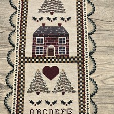 Vintage Merry Christmas Needlepoint Wall Hanging Holiday Sampler Cross Stitch picture