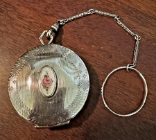 Gorgeous Art Deco Dance Compact Sterling Silver Guilloche Superb picture