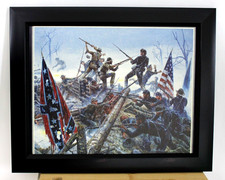Lg Size Framed Civil War Print, Mort Kunstler BLOODY ANGLE Gettysburg July 1863 picture
