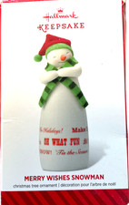Merry Wishes Snowman Hallmark Keepsake Ornament + box 2014 Christmas picture