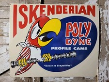 VINTAGE ISKENDERIAN PORCELAIN SIGN OLD POLY DYNE CAR AUTO PARTS RACING TRUCK 30