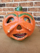 Vintage 1930s-50s  Pulp Paper Mache Halloween Jack O Lantern with Paper Insert picture