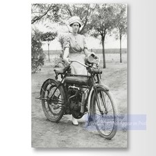 Early 1900s Women Standing With Merkel Motorcycle Giclee Fine Art Print picture