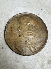 Antique Bronze Bas Relief Portrait Medallion Plaque Unidentified Man 6.5