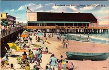 1930-50's BOARDWALK & BATHING BEACH SEA ISLE CITY NEW JERSEY NJ LINEN POSTCARD picture