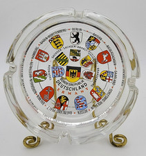 Vintage 1960s West Germany Glass Ashtray Bundesrepublik Deutschland Coat Arms picture