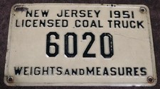 VINTAGE 1951 NEW JERSEY LICENSED COAL TRUCK WEIGHTS AND MEASURES picture