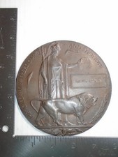 Trischler Estate-WWI British Bronze Memorial Dead Mans Penny David Brown Named  picture
