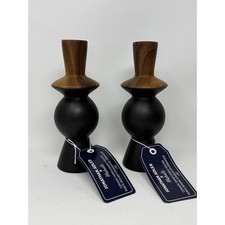 Jonathan Adler X Michaels Ceramic Brown Black Candle Stick Holder Pair NWT picture