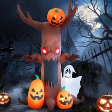 9FT Halloween Inflatable Ghost Pumpkin Tree with LED Lights - Outdoor Lawn Decor picture