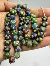 Antique Multicolor Mosaic Glass Trade Beads – Unique Collectible Strand picture