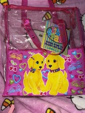 Vintage Lisa Frank XL Clear Tote Bag Casey and Candy puppy love picture