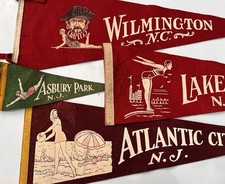 (4) Vintage 1930s-40s Bathing Beauty Souvenir Pennants picture