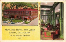 Scotia California Mowatoc Hotel and Lobby Redwood Highway Vtg Postcard H53 picture