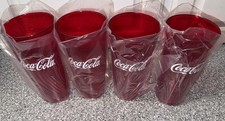Red Textured Plastic Tumbler Coca Cola Cups 24 Oz Restaurant Style - Four picture