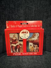 Vintage 1995 Coca-Cola Nostalgia Playing Cards 2 Decks In Collectible Tin Sealed picture