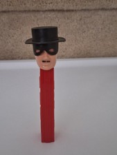 Vintage 1965 No Feet Zorro PEZ Dispenser with Curved Mask, Red Stem, Austria picture