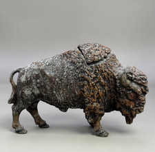 Antique Circa 1900 Cast Iron Bison Ink Well 8