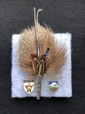 Vintage Bavarian Trachten Tyrolean Metal Hat Pin Deer&Quail Blue Jay Plum Lot picture