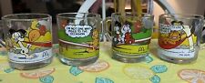 Vintage 1980's Garfield Complete Set of 4 McDonalds Glass Mugs Cups picture