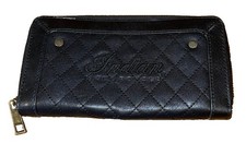 Vintage Indian Black Quilted Leather Zip Women’s Wallet w/ Credit Card Slots picture