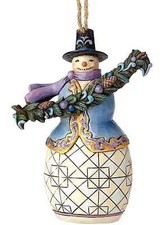 Jim Shore*PURPLE SNOWMAN w/ TOP HAT & EVERGREEN GARLAND ORNAMENT*New*NIB*6002735 picture
