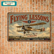 Aviation Flying Lessons Private Pilot Training Academy Retro Metal Sign 8x12 picture