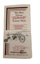 Vtg 1939 Vulcan Zephyr Tractor Plow Fold Out Color Poster Brochure Mansfield Oh picture
