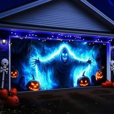 Bunny Chorus Halloween Garage Door Cover Decorations, 7 x 16 Ft Large Skull G... picture