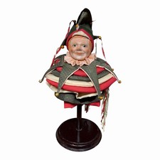 Vintage Enesco 1984 Porcelain Face Jester Jack Box Faith Wick Figure Clown picture