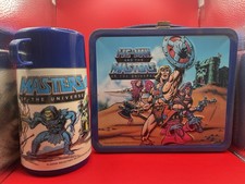 VTG 1983 Masters of the Universe Metal Lunchbox Thermos MOTU He-Man Nice picture