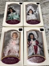 Vintage D G Creations Porcelain Doll Christmas Ornaments Set Of 4 NEW picture