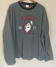 Vtg Disney Store Grumpy Dwarf Fleece Grey Sweatshirt Size XXL Embroidered picture