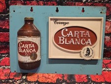 ORIGINAL 1970's Carta Blanca Beer Sign FLAT CAN - MADE IN MEXICO -8