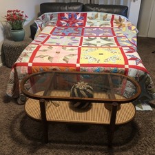 NOSTALGIC Vintage Handmade Patchwork Cotton Quilt, 96