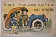 Vintage Postcard Comic Art Vintage Car Children Romance AA154 picture