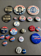 Lot of Vintage Campaign Pinback Buttons Nixon Reagan Wallace Muskie picture