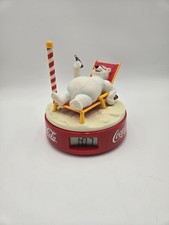 Vintage 1995 Coca-Cola Polar Bear Animated Musical Digital Alarm Clock Work picture