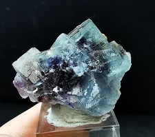 17g Natural Clear Purple Phantom Blue Cube Fluorite Mineral Specimen picture