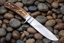 Handmade Fixed Blade Hunting Bowie Knife, D2 Steel Blade with Stag Antler Handle picture