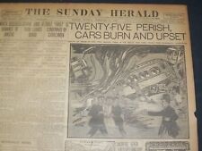 1907 FEB 17 THE BOSTON HERALD- 25 PERISH, CARS BURN AND UPSET NY CENTRAL- BH 42 picture