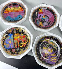 Four (4) Laurel Burch Feline Plates / Franklin Mint Numbered 1995 Collectibles picture