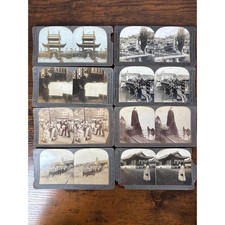 8 Antique Stereoview Cards Keystone Underwood 1904 Worlds Fair Korea WWI History picture