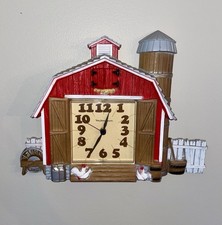 Vintage 1970s Burwood Products Hanging Barn and Silo Wall Clock -Tested & Works picture