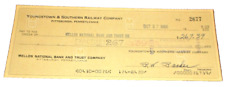 OCTOBER 1969 YOUNGSTOWN & SOUTHERN RAILWAY COMPANY CHECK #2677 picture