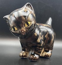 Vintage Hand Painted Brown Tabby Cat Kitten Figurine High Gloss Seymore Mann picture