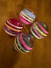 (4) large Vintage Shiny Bright unsilvered striped Christmas ornaments 3’’ picture