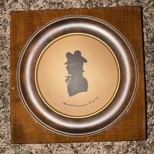 Vtg Signed Victorian Man Silhouette Hand Drawn Framed Samuel Cummings Troy 1831 picture