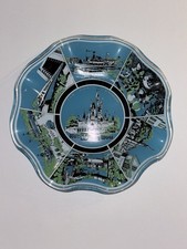 Vintage 1970s Walt Disney World Magic Kingdom Ruffled Glass Souvenir Dish EUC picture